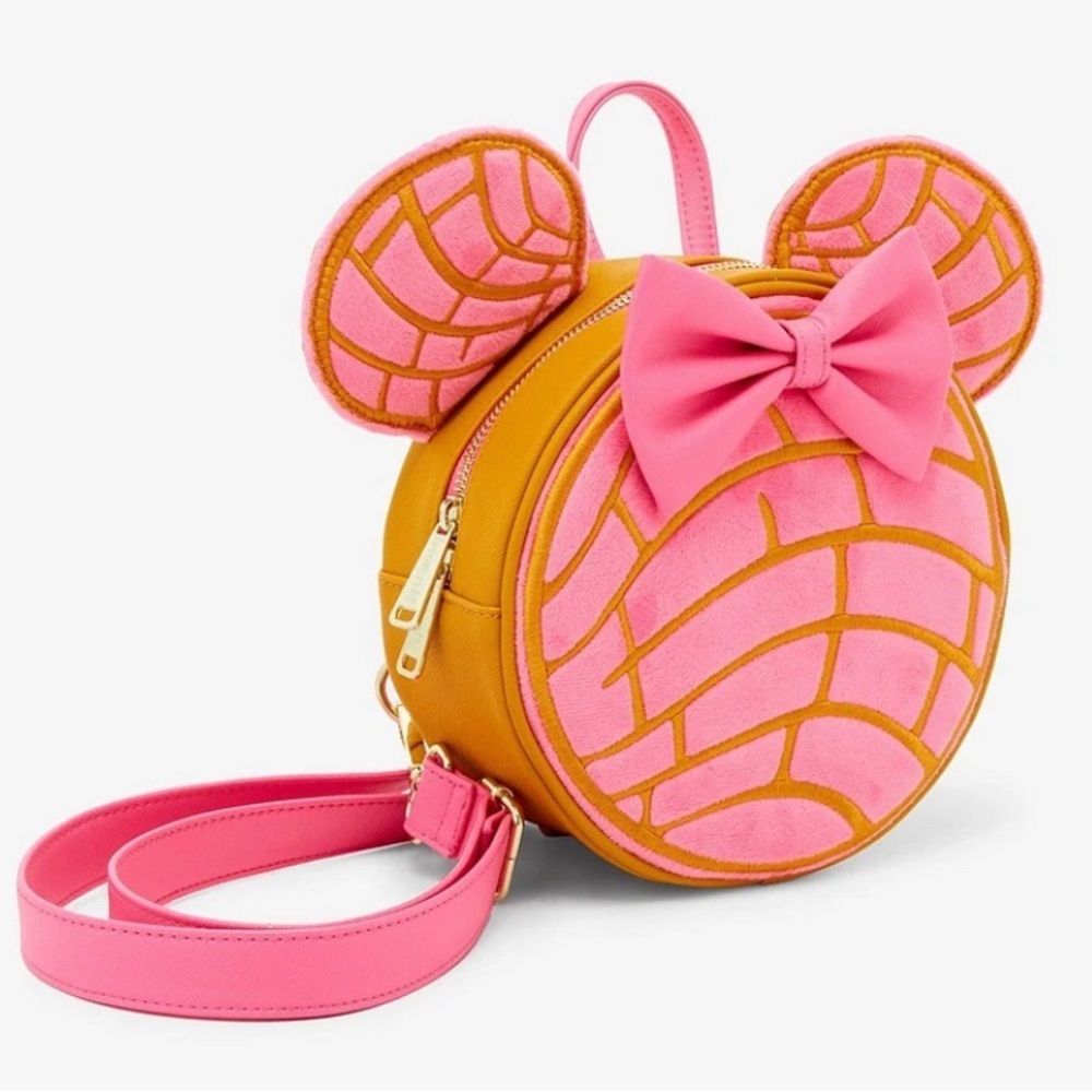 Loungefly Disney Minnie Mouse Concha Ears Convertible Mini Backpack NWT - Picture 2 of 4